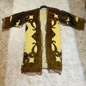 Vintage velvet & silk art deco beaded kimono